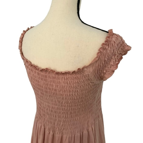 Andree by Unit Smocked Midi Dress Size Small Coral Pink - Picture 5 of 11